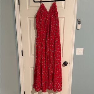 J. Crew Red Floral Midi Dress